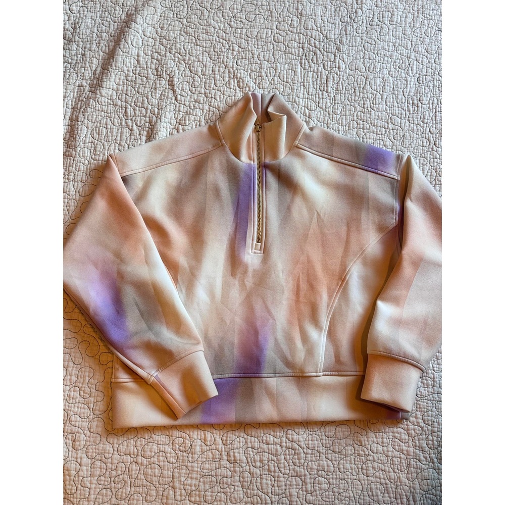 Calia Womens Quarter Zip Pullover Scuba Abstract Watercolor Size Small NWOT